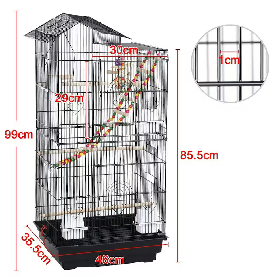 Fakhri 99 cm Tall Metal Parrot Cage Birdcage w/Swing
