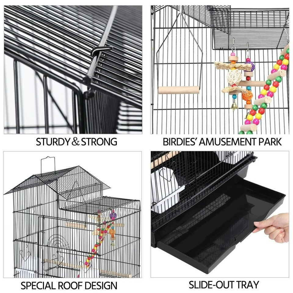 Fakhri 99 cm Tall Metal Parrot Cage Birdcage w/Swing