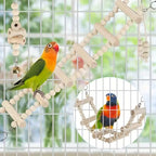 Fakhri 9pcs Natural Wood Bird Toy Set with Ladder & Swing (Random Color)
