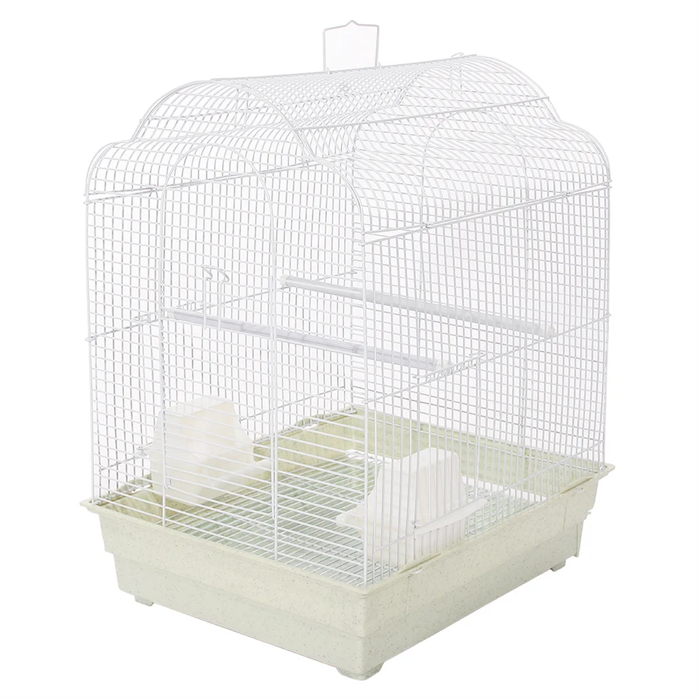 Fakhri Arched Roof Bird Travel Small Cage White 41 x 35.5 x 54cm