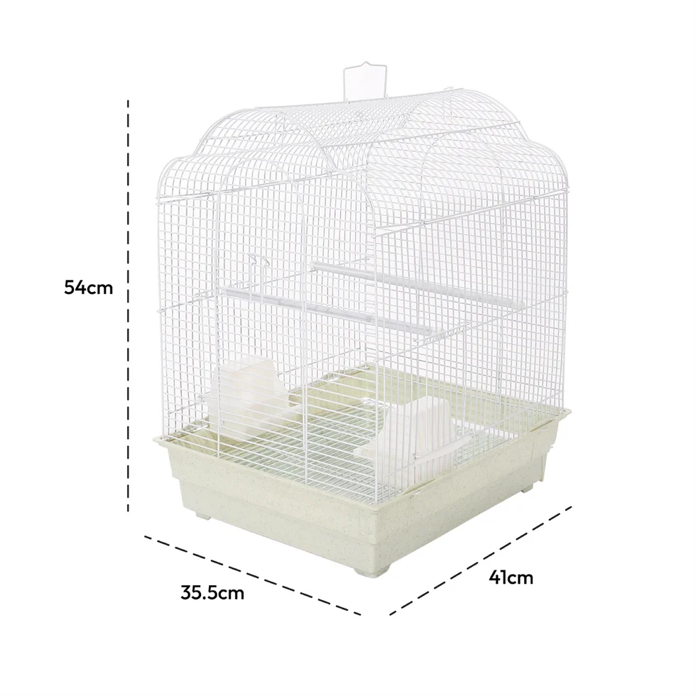 Fakhri Arched Roof Bird Travel Small Cage White 41 x 35.5 x 54cm