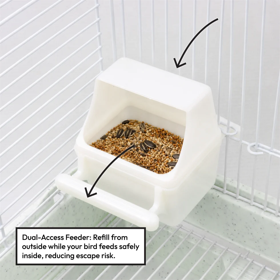 Fakhri Arched Roof Bird Travel Small Cage White 41 x 35.5 x 54cm