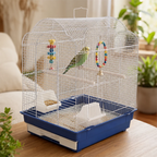 Fakhri Arched Roof Small Bird Travel Cage Blue 41 x 35.5 x 54cm