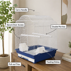 Fakhri Arched Roof Small Bird Travel Cage Blue 41 x 35.5 x 54cm