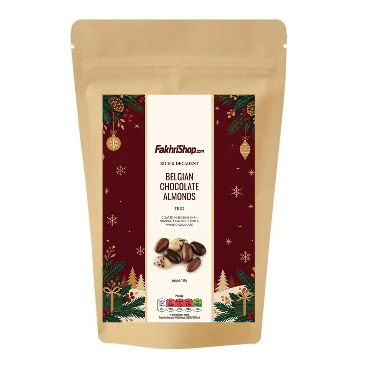 Fakhri Belgian Chocolate Almond Selection 150g (Pack of 1)