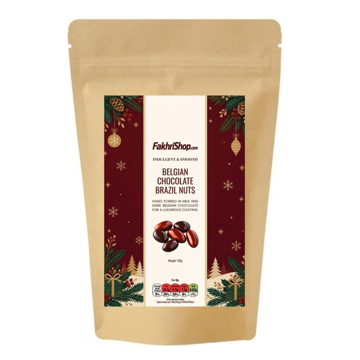 Fakhri Belgian Chocolate Brazil Nut Selection 150g (Pack of 1)