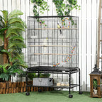 Fakhri Bird Cage, with Stand, Wheels, Toys, for Budgies, Finches, Parakeets 79L x 49W x 133H cm