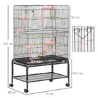 Fakhri Bird Cage, with Stand, Wheels, Toys, for Budgies, Finches, Parakeets 79L x 49W x 133H cm