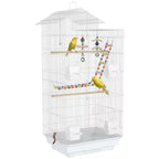 Fakhri Bird Cage for Budgies, Finches, Canaries w/ Toys, Tray, White 46L x 36W x 100H cm