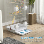 Fakhri Bird Cage for Budgies, Finches, Canaries w/ Toys, Tray, White 46L x 36W x 100H cm