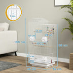 Fakhri Bird Cage for Budgies, Finches, Canaries w/ Toys, Tray, White 46L x 36W x 100H cm
