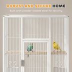 Fakhri Bird Cage for Finches, Canaries Detachable with Rolling Stand White 48L x 45.5W x 103H cm
