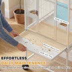 Fakhri Bird Cage for Finches, Canaries Detachable with Rolling Stand White 48L x 45.5W x 103H cm