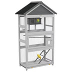 Fakhri Bird Cage w/ Stands for Finches, Parakeets, Small Birds, Grey 171H x 92L x 52Wcm