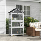 Fakhri Bird Cage w/ Stands for Finches, Parakeets, Small Birds, Grey 171H x 92L x 52Wcm