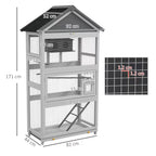Fakhri Bird Cage w/ Stands for Finches, Parakeets, Small Birds, Grey 171H x 92L x 52Wcm