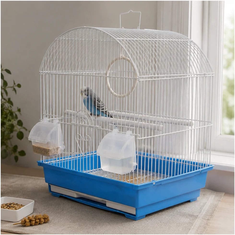 Fakhri Curved Bird Travel Cage Blue 34x28x43cm