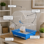 Fakhri Curved Bird Travel Cage Blue 34x28x43cm