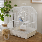 Fakhri Curved Small Bird Travel Cage White 34 x 28 x 43cm