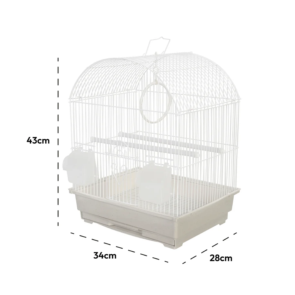 Fakhri Curved Small Bird Travel Cage White 34 x 28 x 43cm