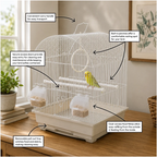 Fakhri Curved Small Bird Travel Cage White 34 x 28 x 43cm