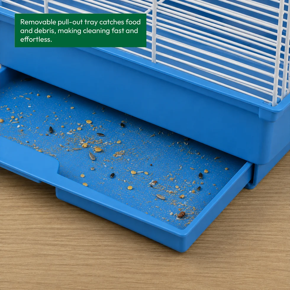 Fakhri Dual Split level Small Bird Travel Cage Blue 37 x 30 x 48cm