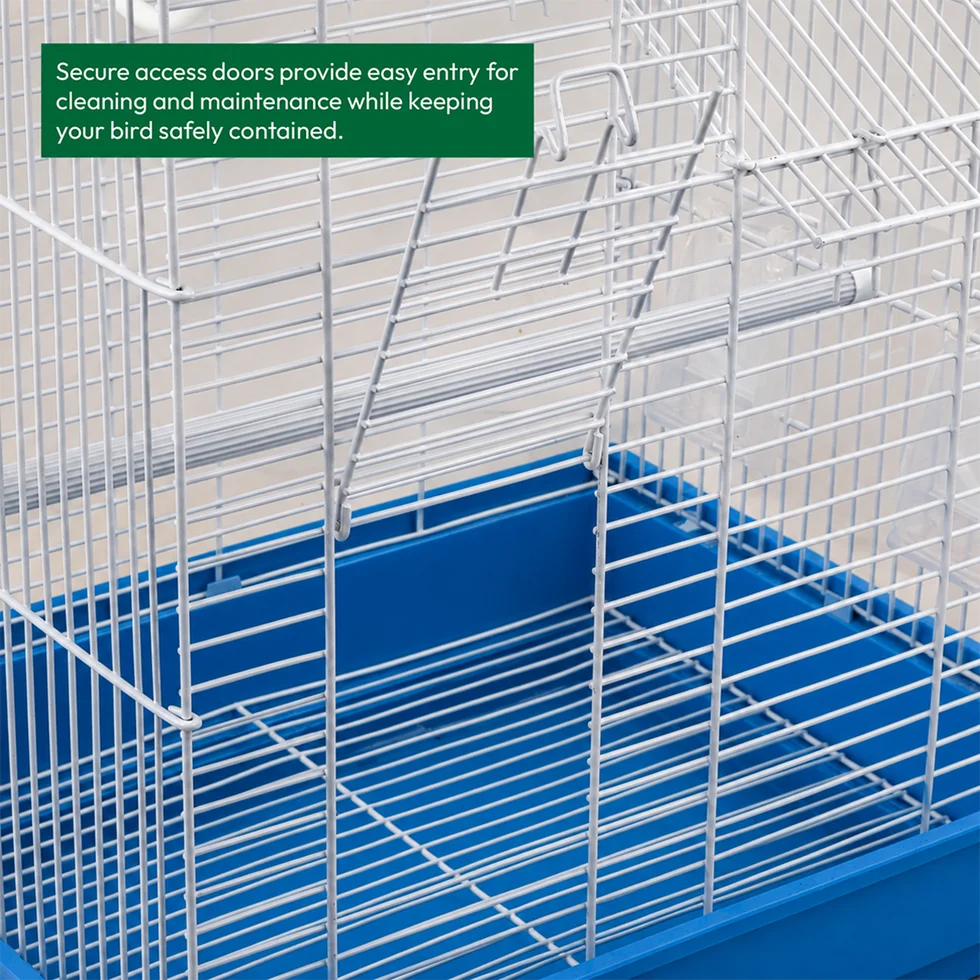 Fakhri Dual Split level Small Bird Travel Cage Blue 37 x 30 x 48cm