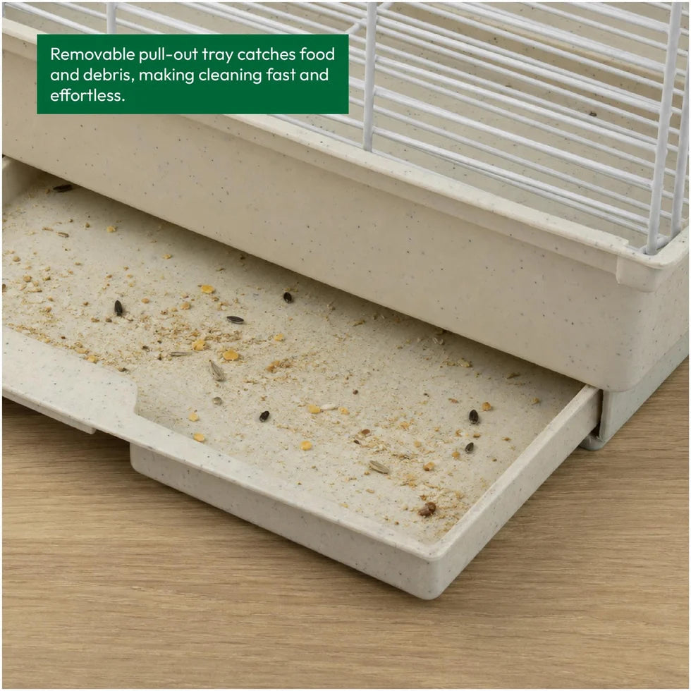 Fakhri Dual Split level Small Bird Travel Cage White 37 x 30 x 48cm