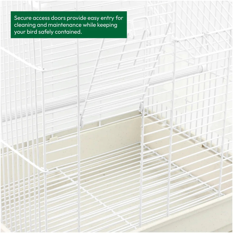 Fakhri Dual Split level Small Bird Travel Cage White 37 x 30 x 48cm