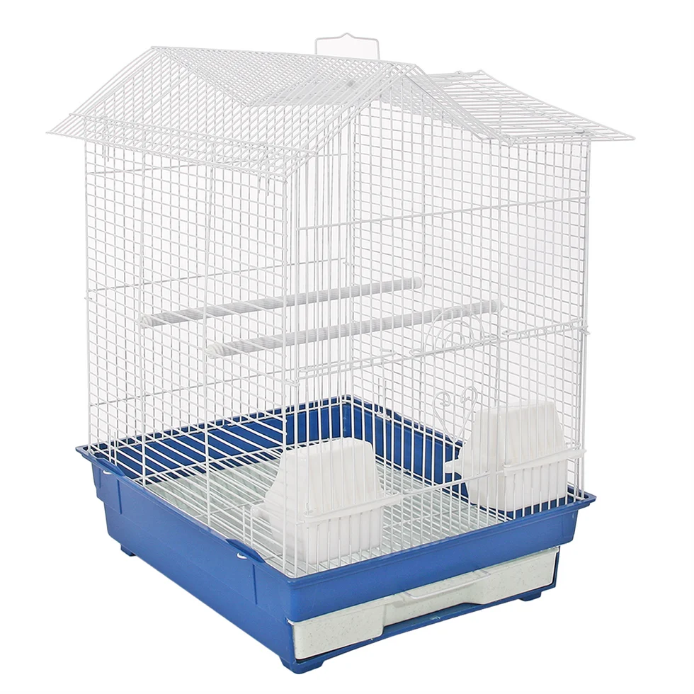 Fakhri Dutch Gable-style Portable Bird Small Cage Blue 44 x 40 x 54cm
