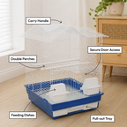 Fakhri Dutch Gable-style Portable Bird Small Cage Blue 44 x 40 x 54cm