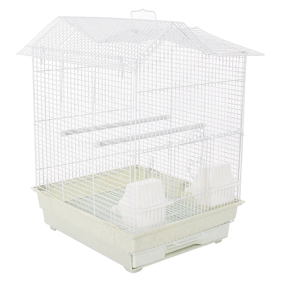 Fakhri Dutch Gable-style Portable Bird Small Cage White 44 x 40 x 54cm