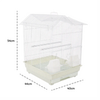 Fakhri Dutch Gable-style Portable Bird Small Cage White 44 x 40 x 54cm