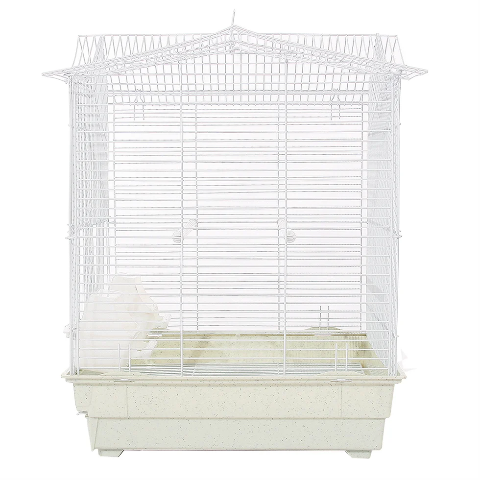 Fakhri Dutch Gable-style Portable Bird Small Cage White 44 x 40 x 54cm
