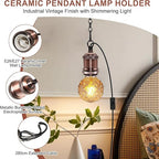 Fakhri E27 Reptile Brown Ceramic Heat Lamp Holders with 39" Hanging Chain & 280cm Cable (Pack of 1)
