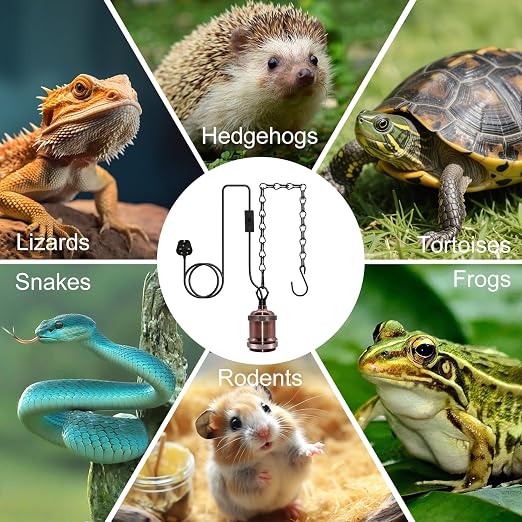 Fakhri E27 Reptile Brown Ceramic Heat Lamp Holders with 39" Hanging Chain & 280cm Cable (Pack of 1)