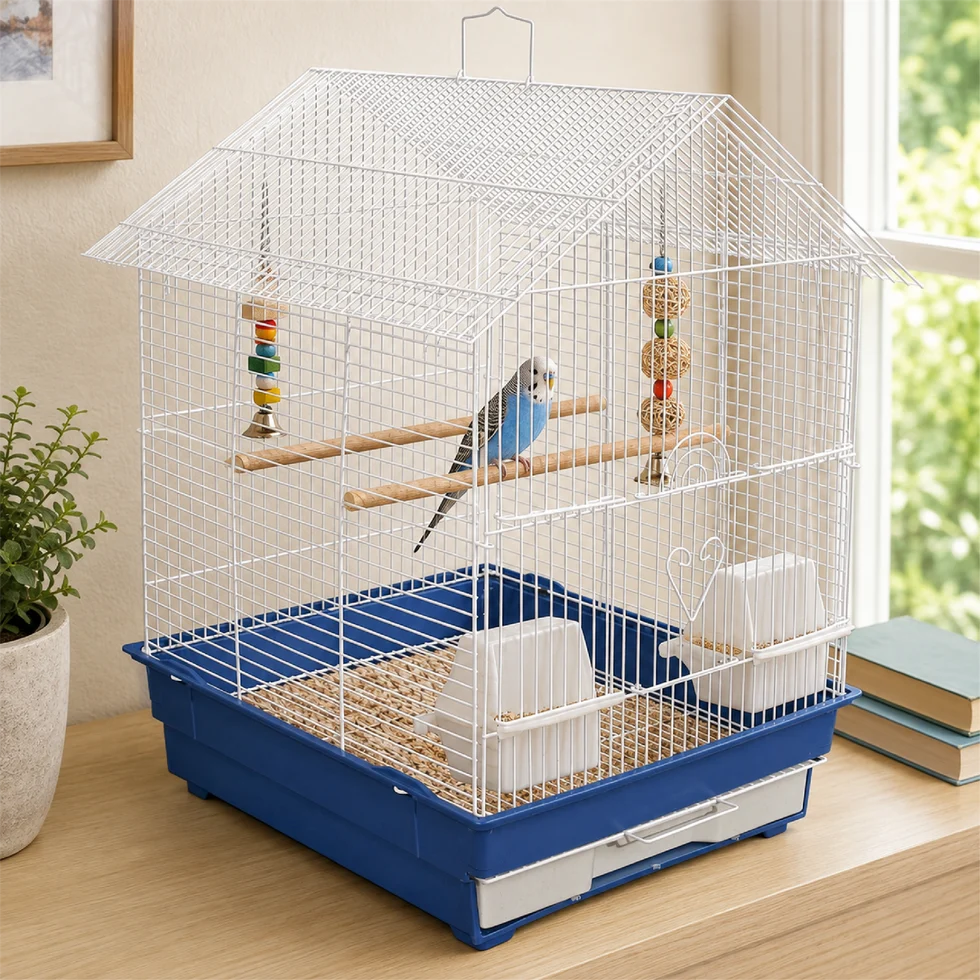 Fakhri Gable-style Portable Bird Small Cage Blue 44 x 40.5 x 53cm