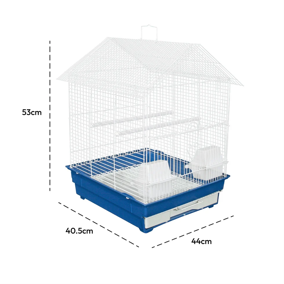 Fakhri Gable-style Portable Bird Small Cage Blue 44 x 40.5 x 53cm