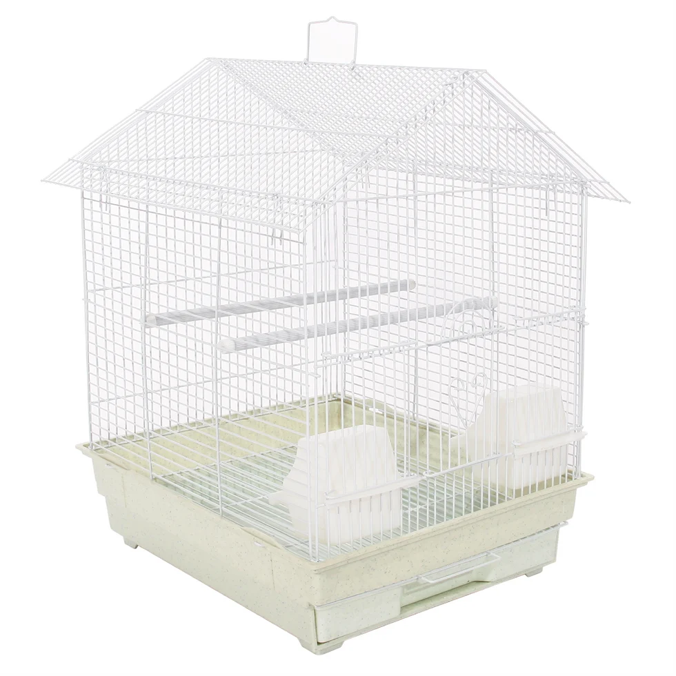 Fakhri Gable-style Portable Bird Small Cage White 44 x 40.5 x 53cm
