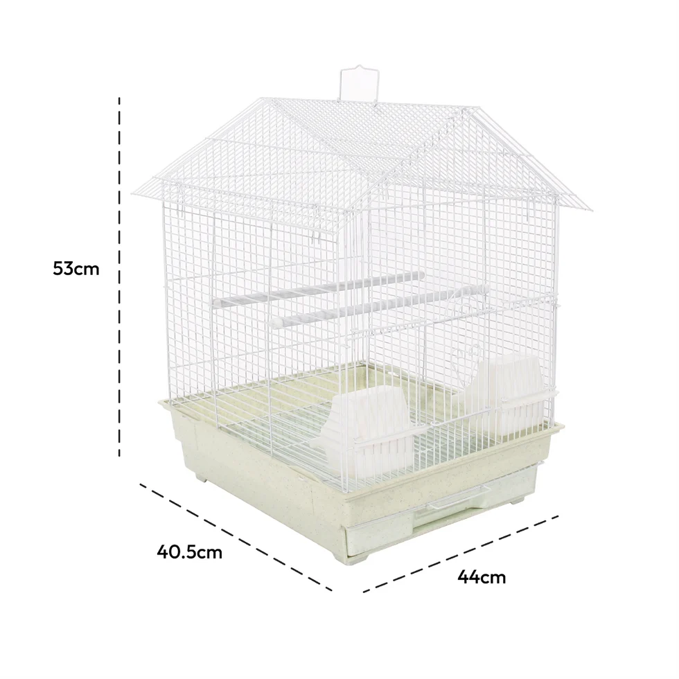 Fakhri Gable-style Portable Bird Small Cage White 44 x 40.5 x 53cm