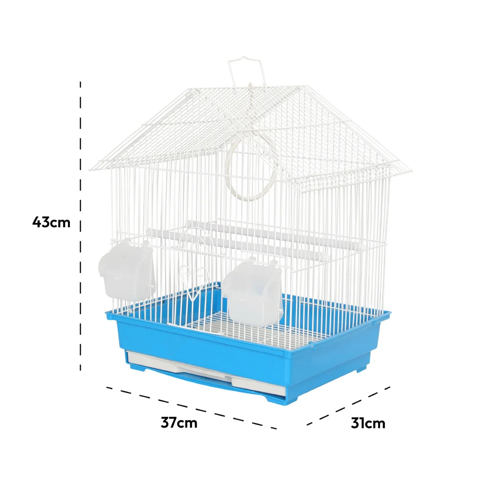 Fakhri Gable-style Small Bird Travel Cage Blue 37 x 31 x 43cm