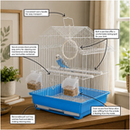 Fakhri Gable-style Small Bird Travel Cage Blue 37 x 31 x 43cm