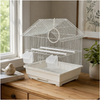 Fakhri Gable Style Small Bird Travel Cage White 37 x 31 x 43cm