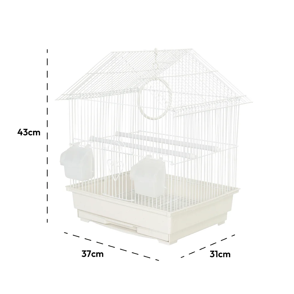 Fakhri Gable Style Small Bird Travel Cage White 37 x 31 x 43cm