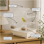 Fakhri Gable Style Small Bird Travel Cage White 37 x 31 x 43cm
