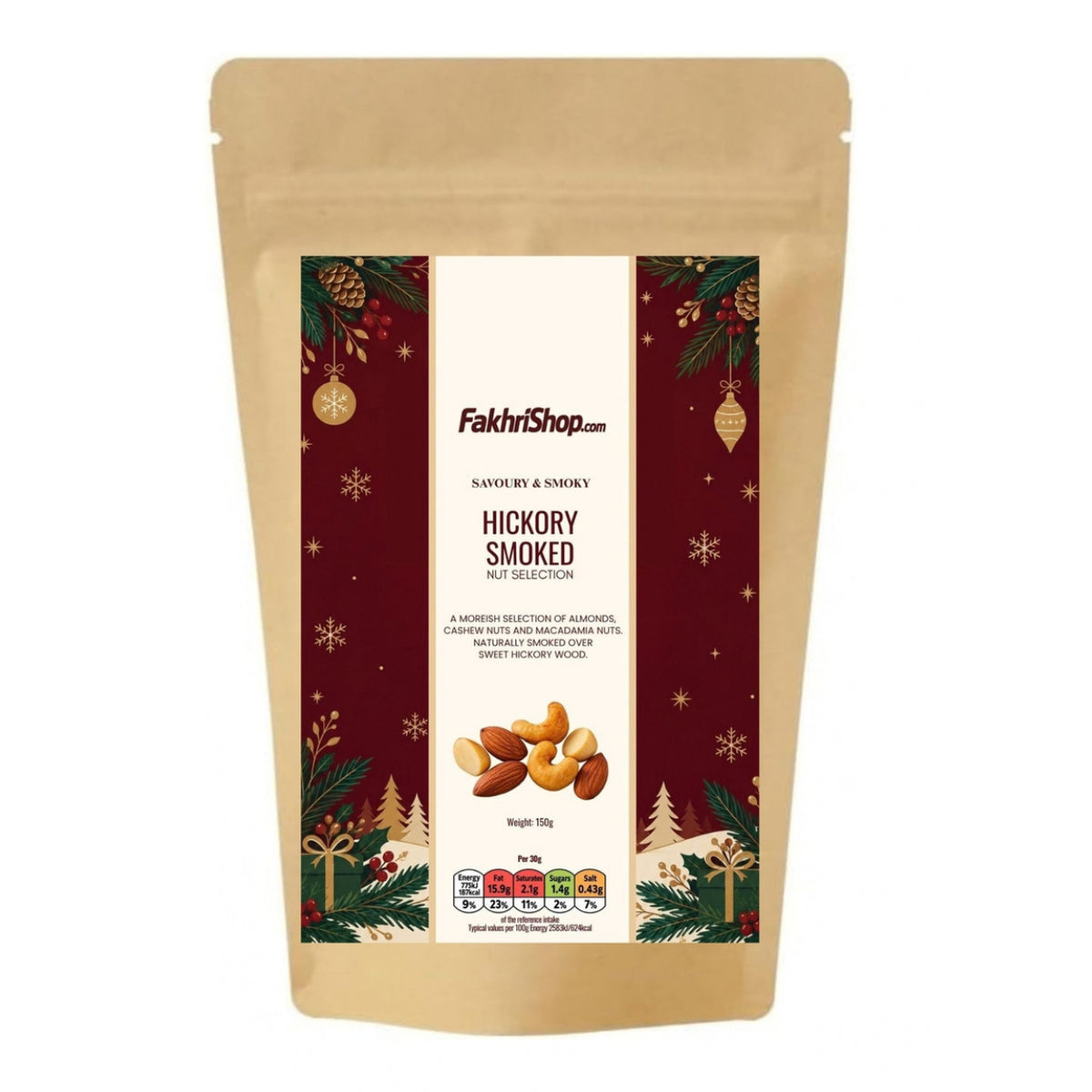 Fakhri Hickory Smoked Nut Selection, 150g (Pack of 1)