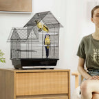 Fakhri Metal Bird Cage, With Plastic Perch, Swing Ring, Handle, 39 x 33 x 47cm