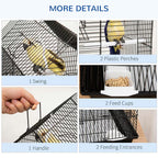 Fakhri Metal Bird Cage, With Plastic Perch, Swing Ring, Handle, 39 x 33 x 47cm