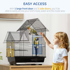 Fakhri Metal Bird Cage, With Plastic Perch, Swing Ring, Handle, 39 x 33 x 47cm