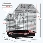 Fakhri Metal Bird Cage, With Plastic Perch, Swing Ring, Handle, 39 x 33 x 47cm